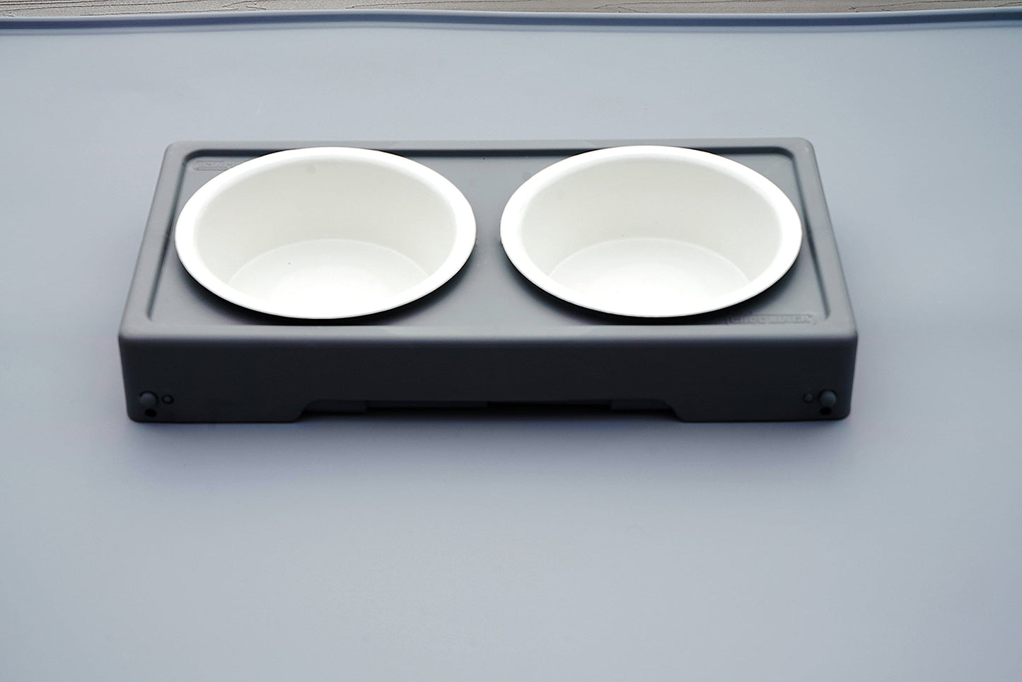 Adjustable Elevated Pet Bowl Stand with Bowls with the leg stands down.