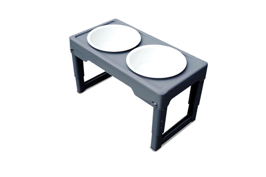Adjustable Elevated Pet Bowl Stand with Bowls