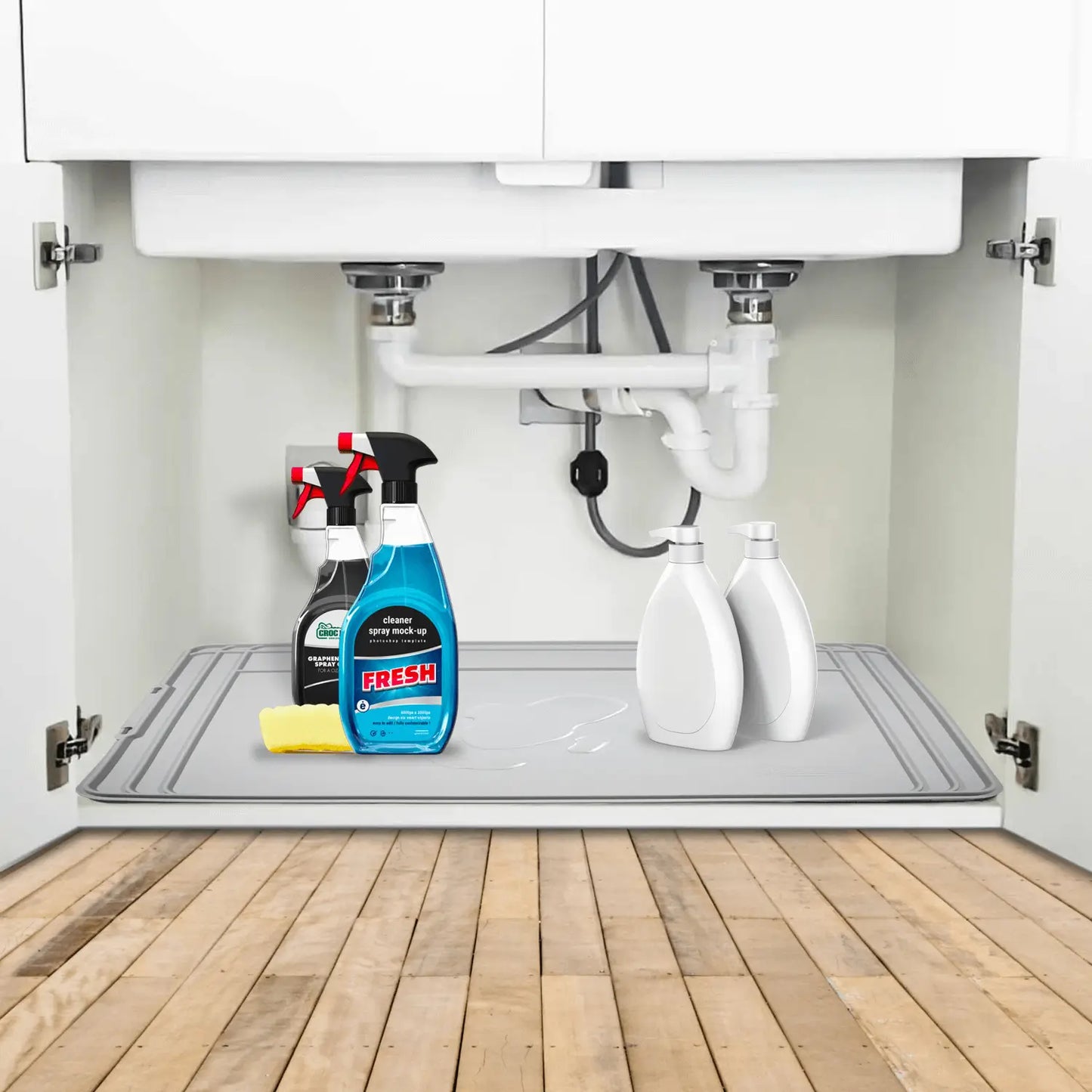 Under Sink Mat Waterproof Cabinet Liner for Kitchen and Bathroom Cabinets, Utility Mat