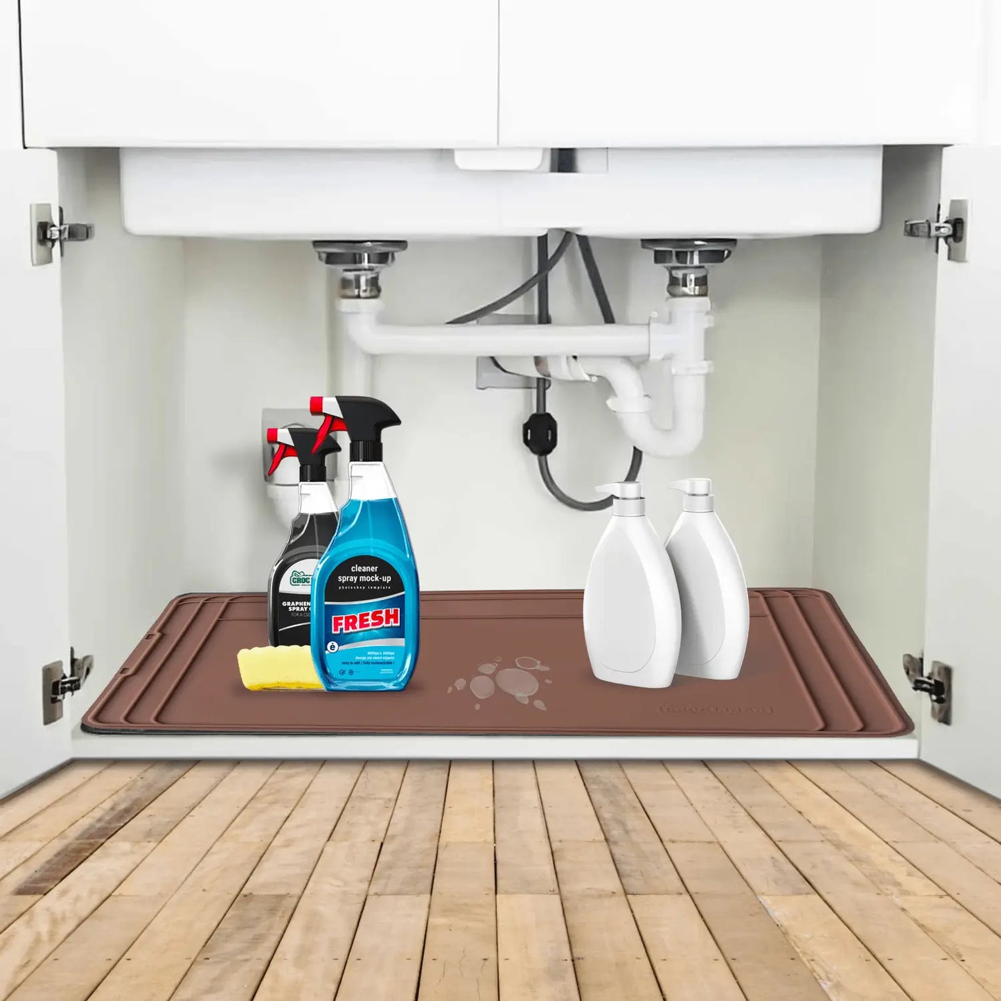 Under Sink Mat Waterproof Cabinet Liner for Kitchen and Bathroom Cabinets, Utility Mat